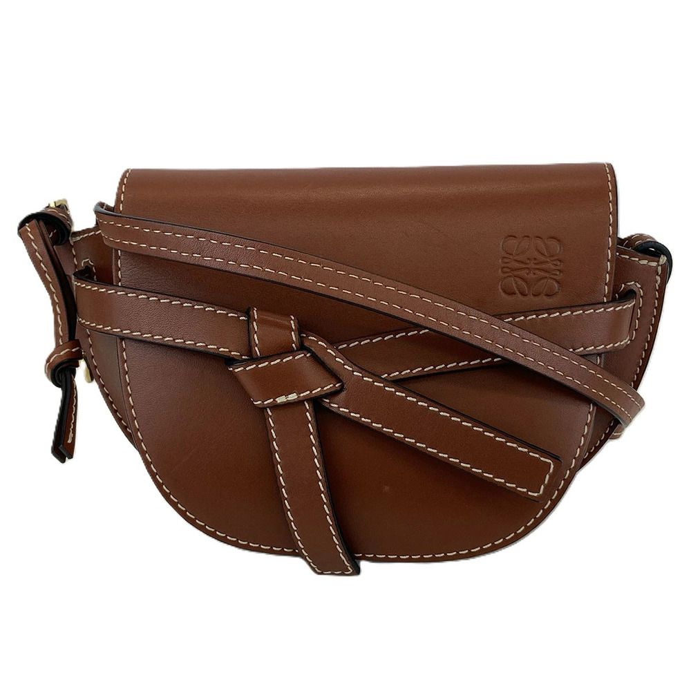 LOEWE Gate Dual Bag Shoulder Leather Brown